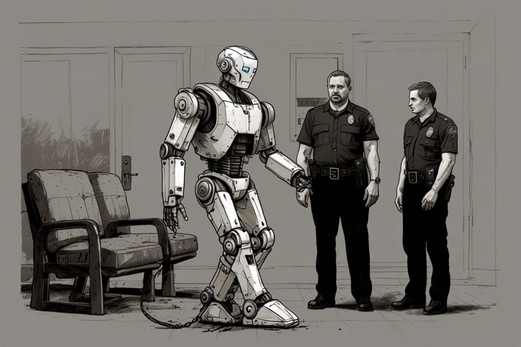 Um robô sendo culpado por erro